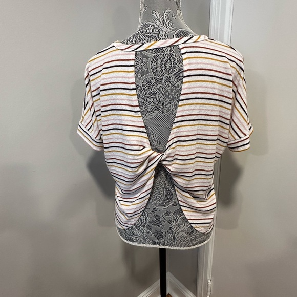 Lulus Terry Cloth Striped Open Twist Back Oversized Flowy Cap Sleeve Top. XS - Picture 1 of 14